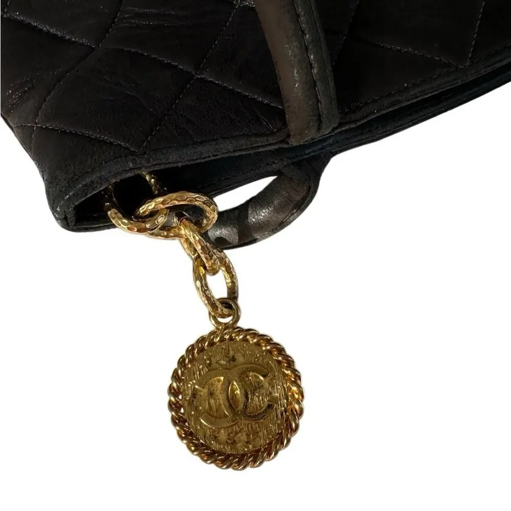 CHANEL Brown Quilted Shoulder Bag with Gold Accents